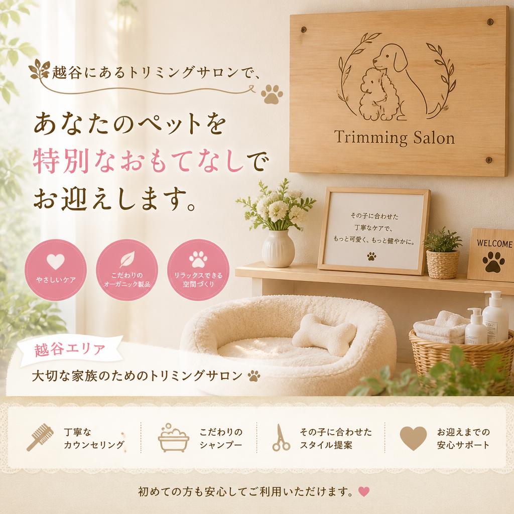 越谷にあるトリミングサロンで、あなたのペットを特別なおもてなしでお迎えします。