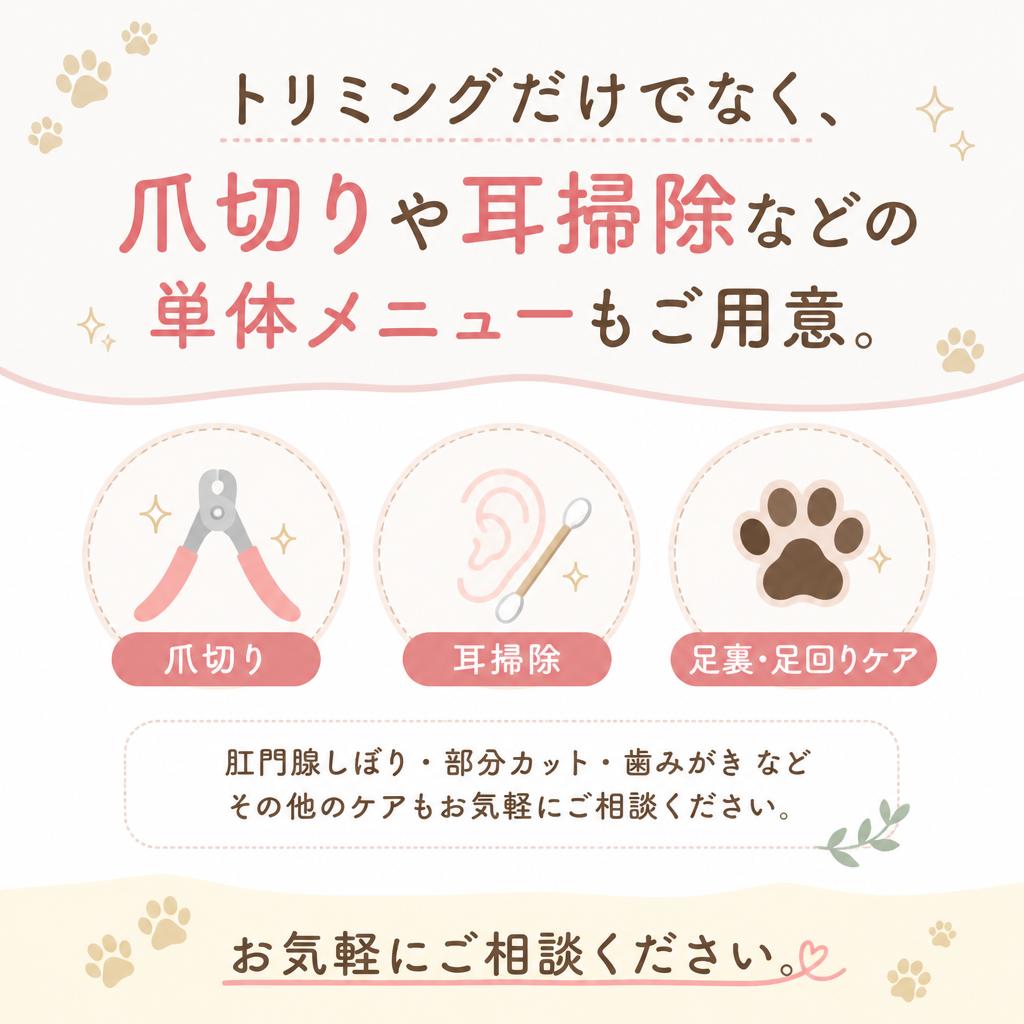 爪切り・耳掃除もお任せ