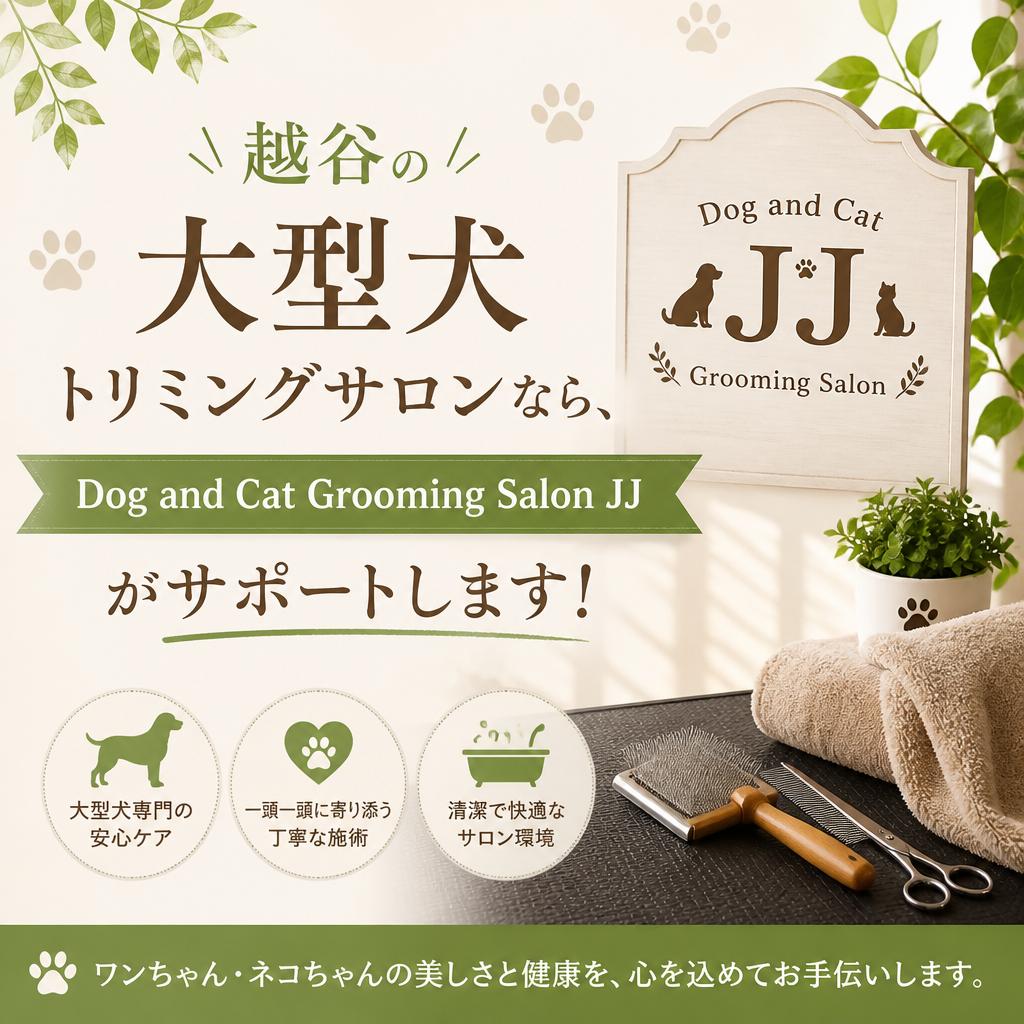 越谷の大型犬トリミングサロンなら、Dog and Cat Grooming Salon JJがサポートします！