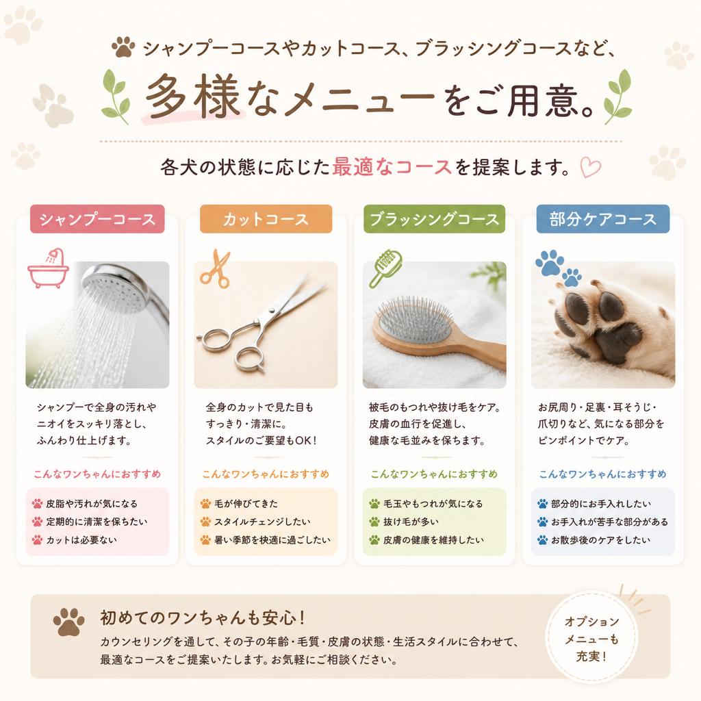 多彩なトリミングメニュー