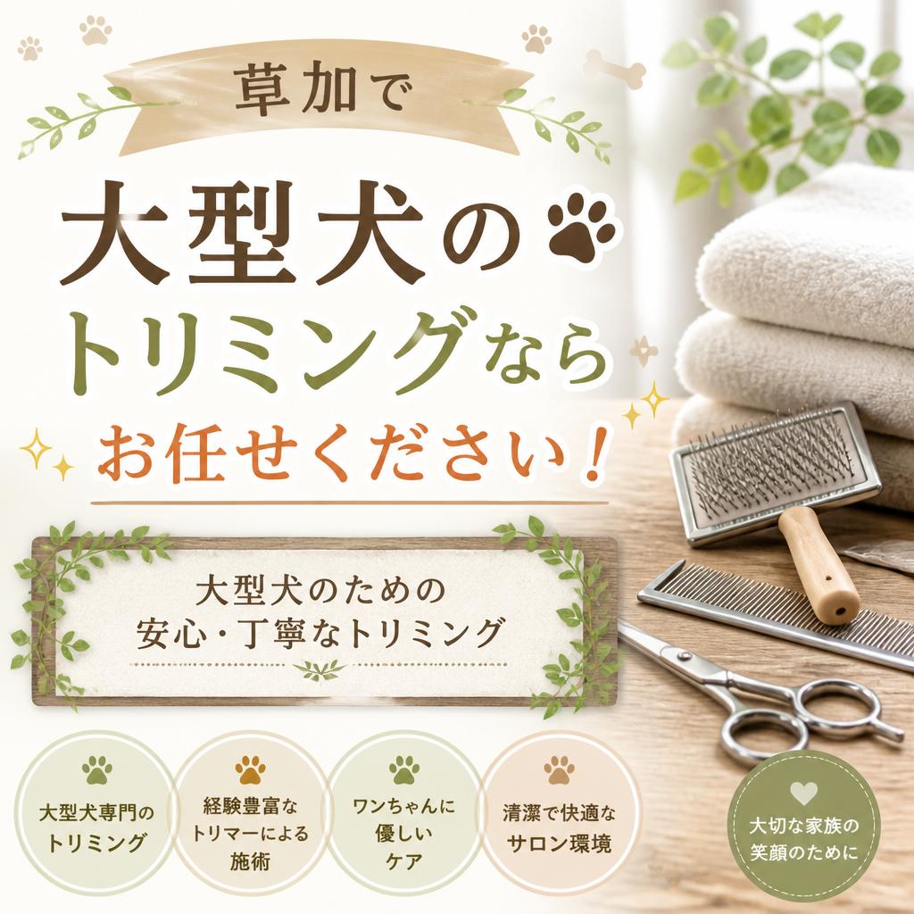 草加で大型犬のトリミングならお任せください！