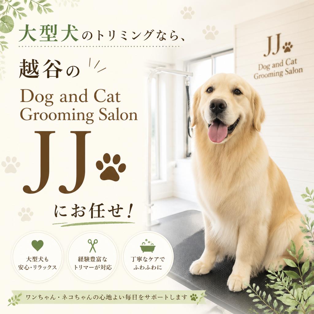 大型犬のトリミングなら、越谷のDog and Cat Grooming Salon JJにお任せ！