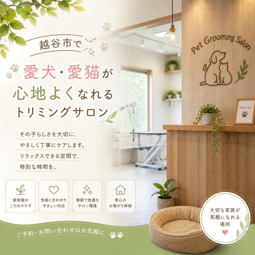 越谷市で愛犬・愛猫が心地よくなれるトリミングサロン