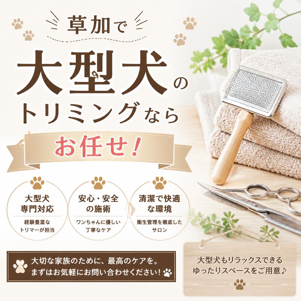 草加で大型犬のトリミングならお任せ！