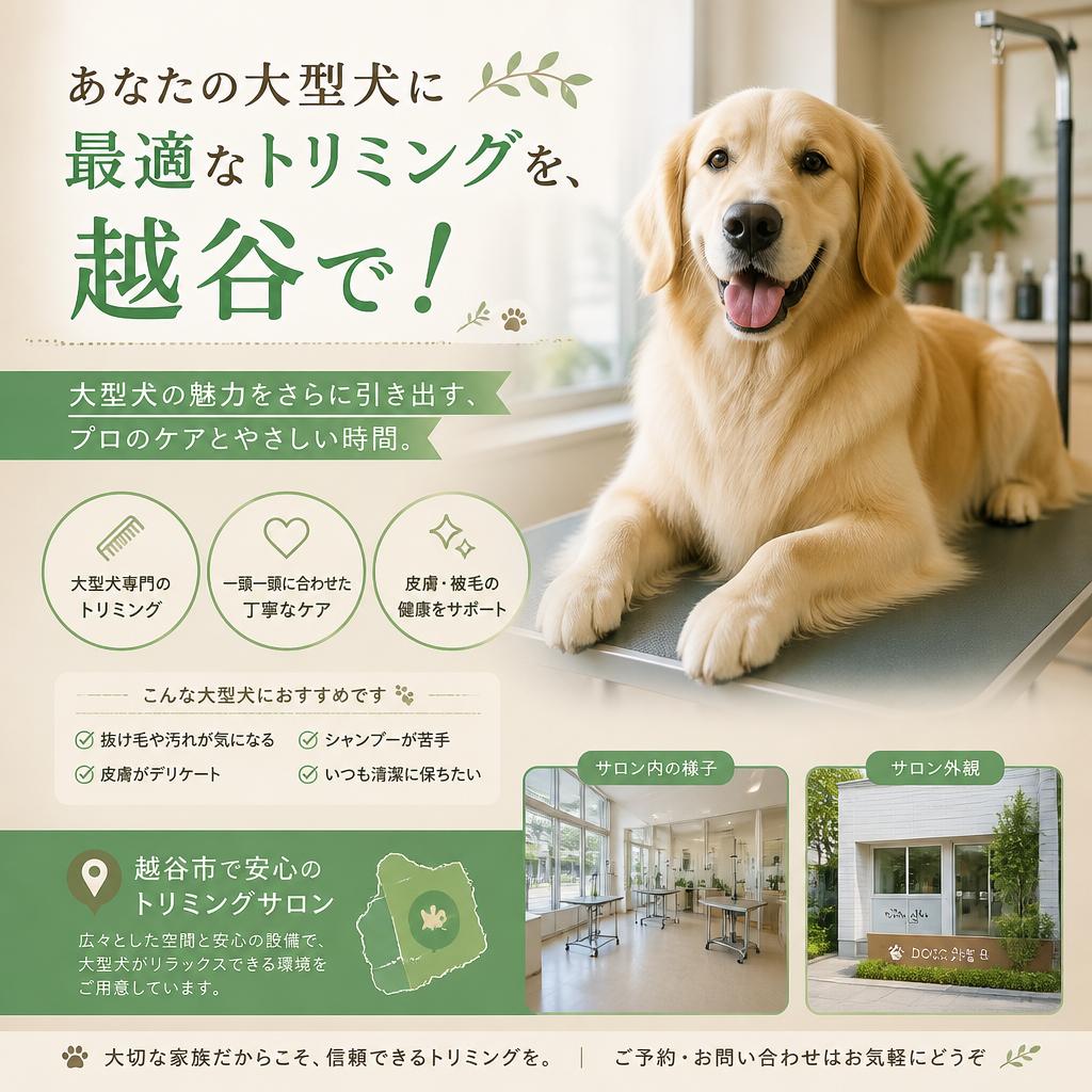 あなたの大型犬に最適なトリミングを、越谷で！