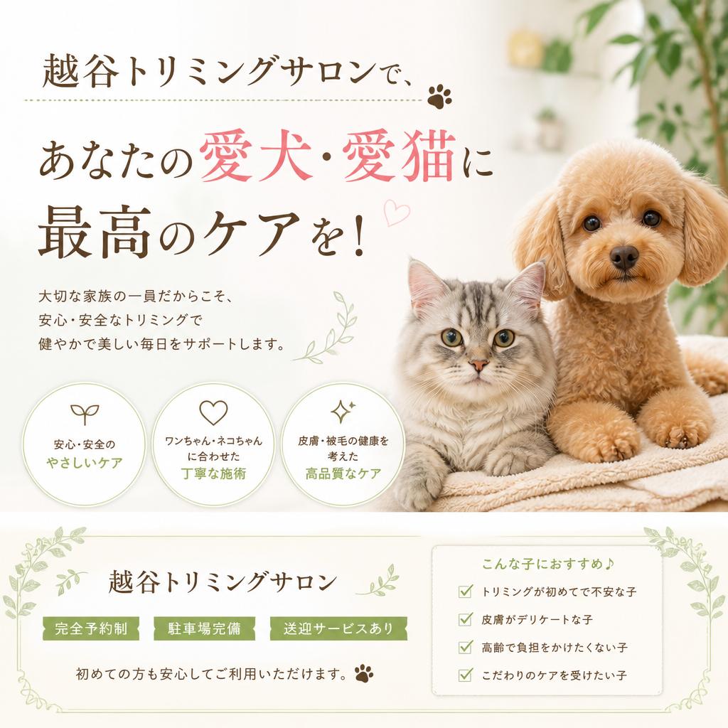 越谷トリミングサロンで、あなたの愛犬・愛猫に最高のケアを！