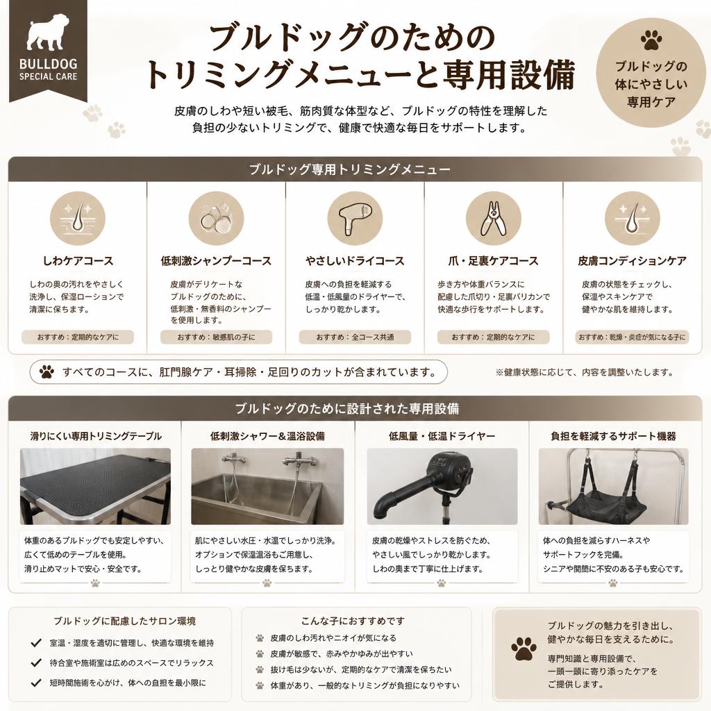 2. 当サロンのブルドッグ専門トリミング