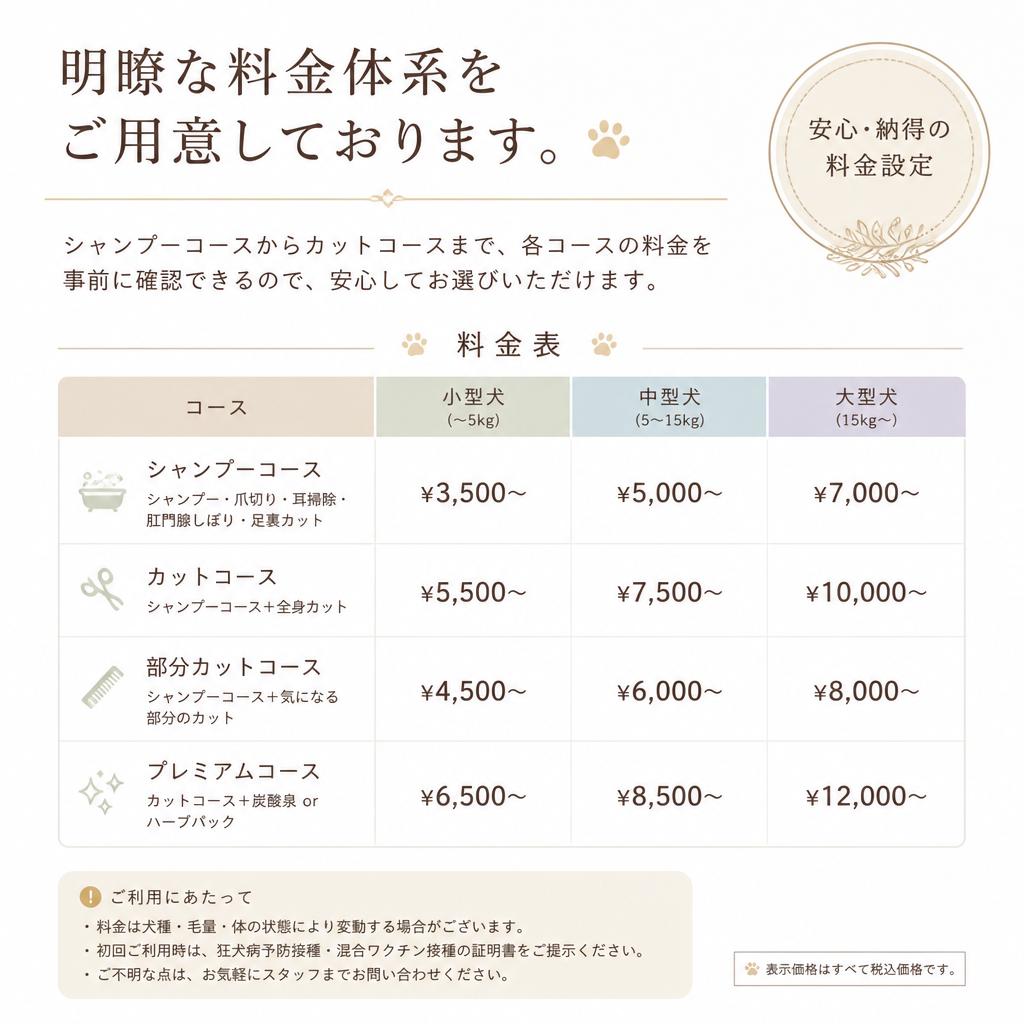 4. トリミング料金の透明性