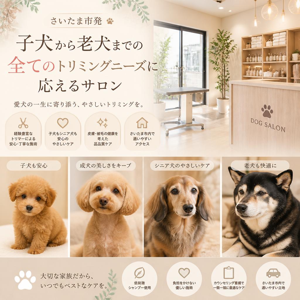さいたま市発、子犬から老犬までの全てのトリミングニーズに応えるサロン