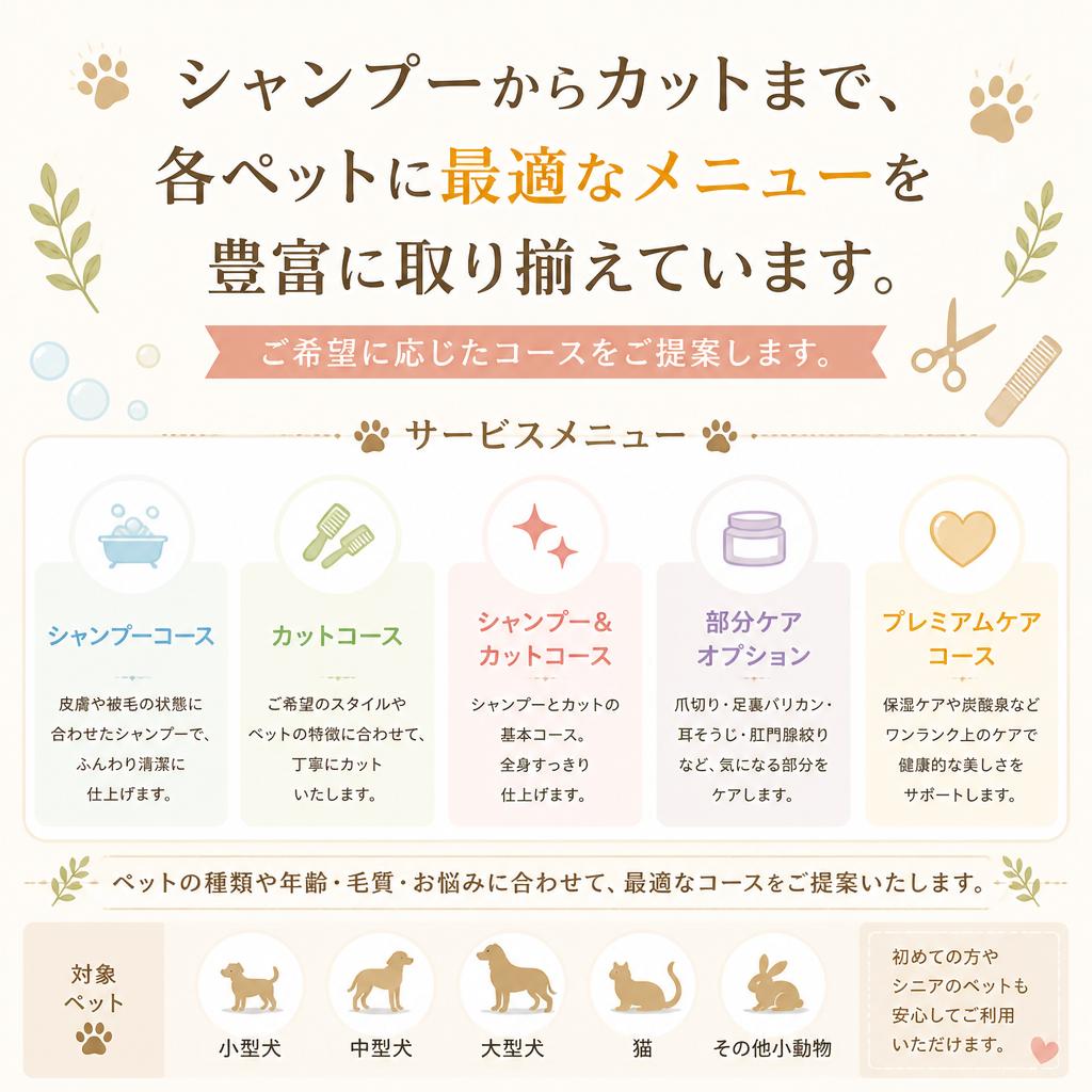 4. 多彩なトリミングメニュー