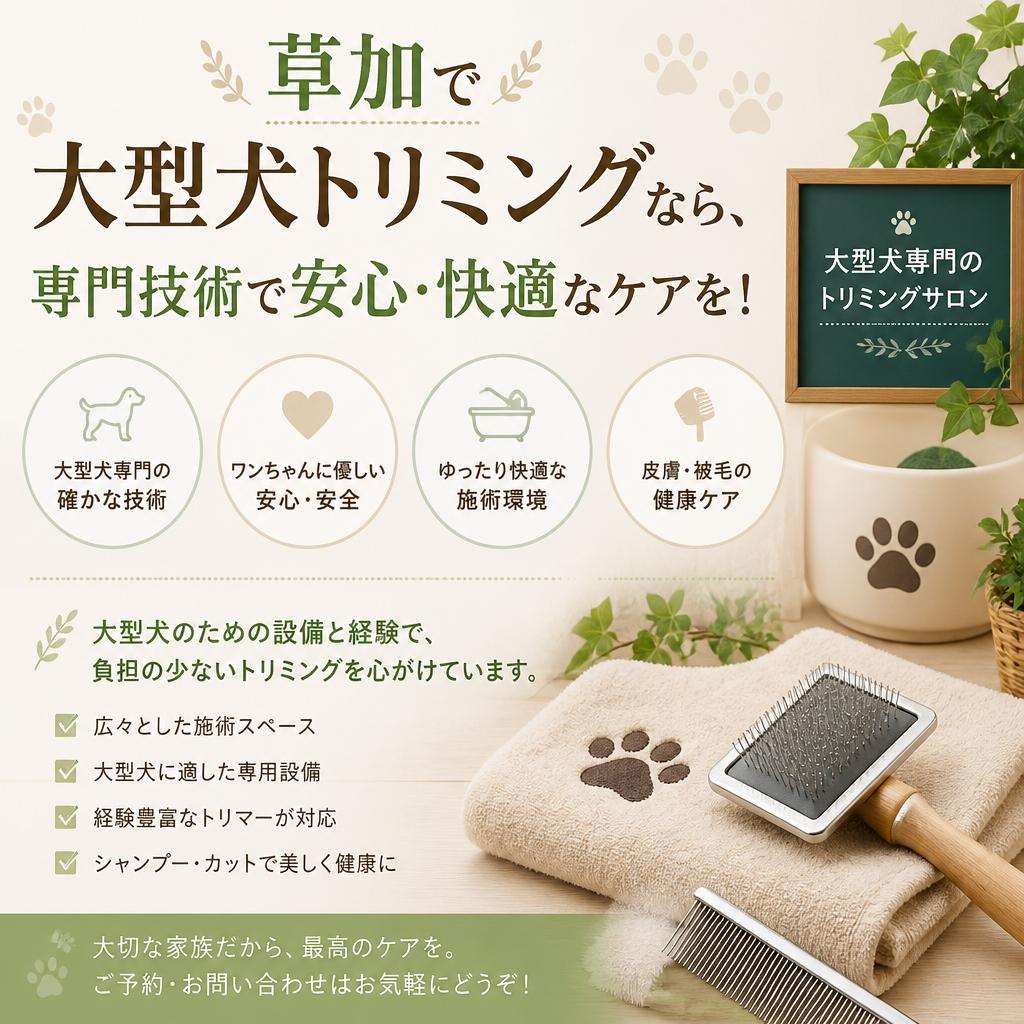 草加で大型犬トリミングなら、専門技術で安心・快適なケアを！