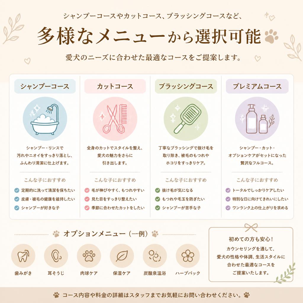 多彩なトリミングメニュー