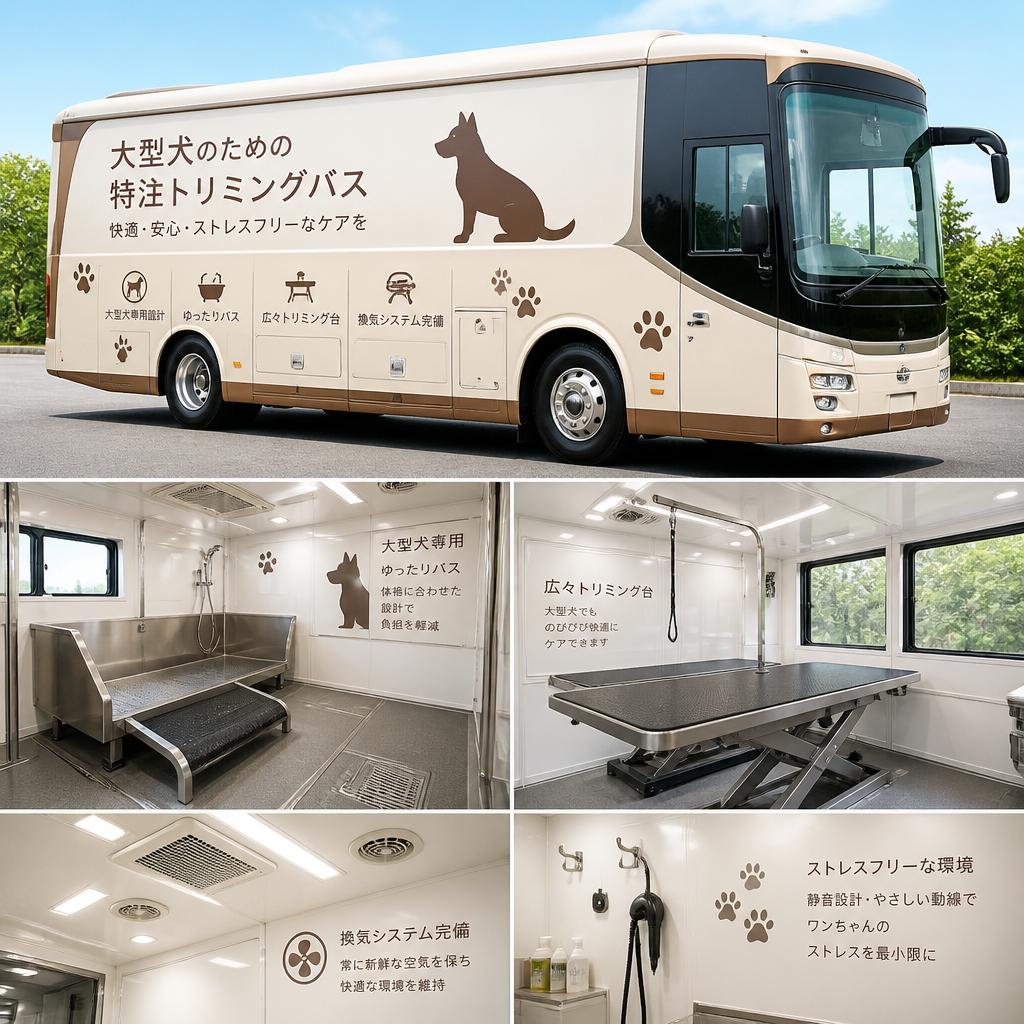 2. 大型犬も安心の特注ドッグバス