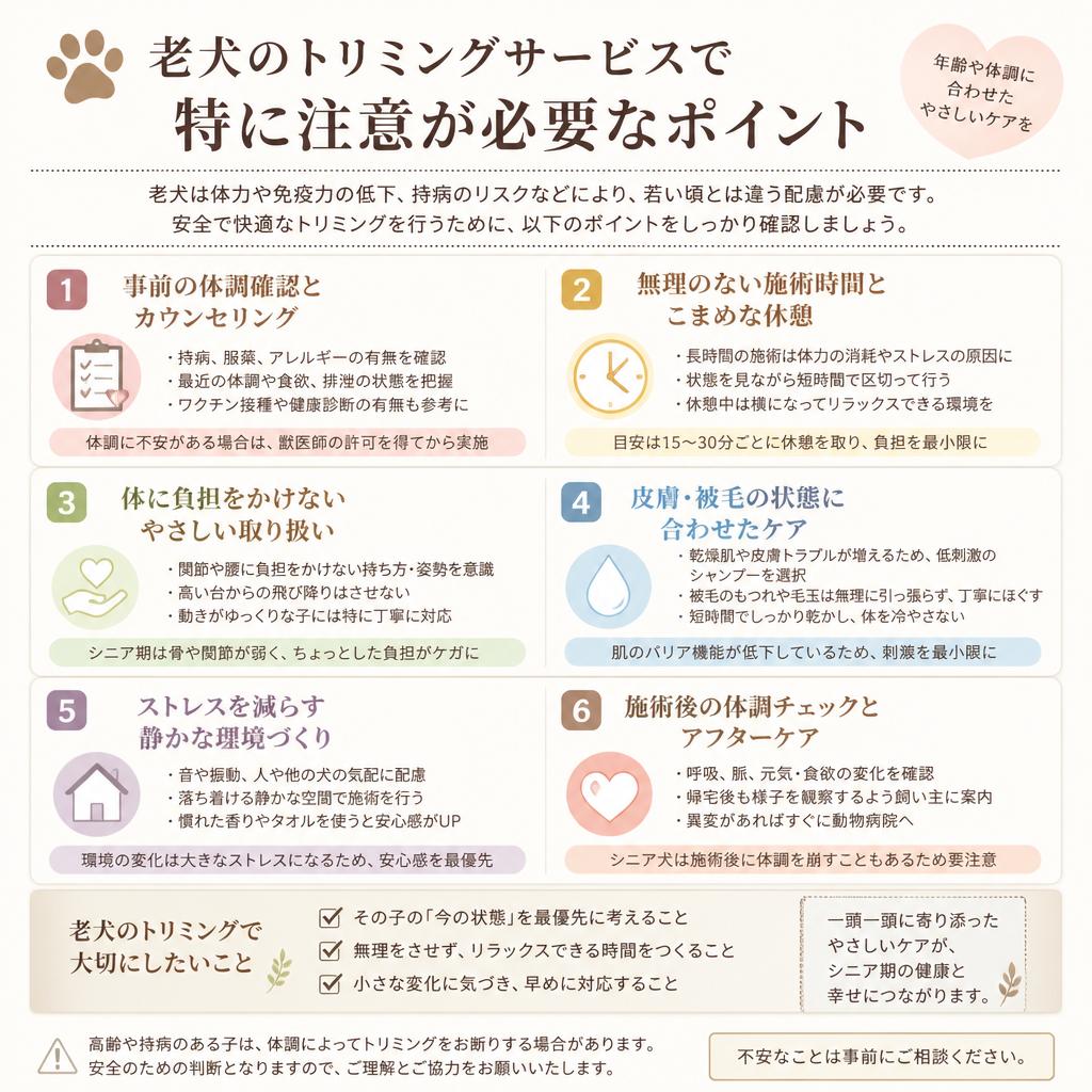 老犬のお世話に特化したトリミング
