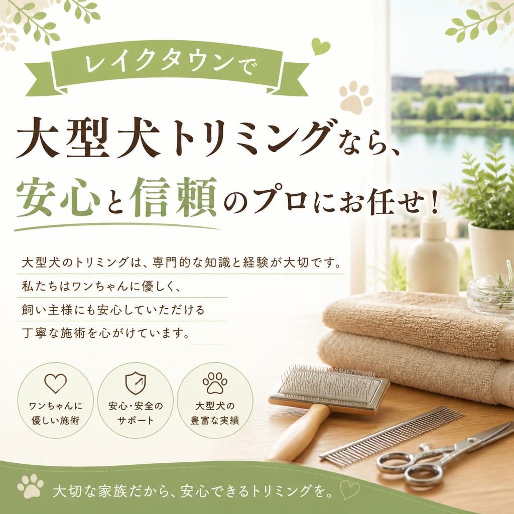 レイクタウンで大型犬トリミングなら、安心と信頼のプロにお任せ！