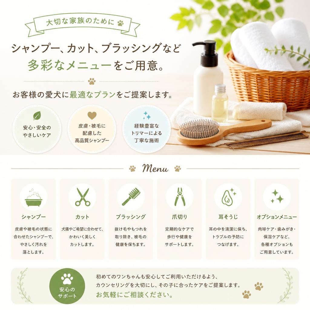 充実したメニューとプラン