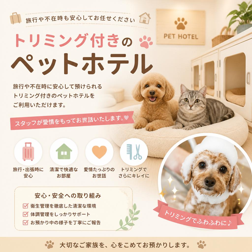 トリミング付きペットホテル