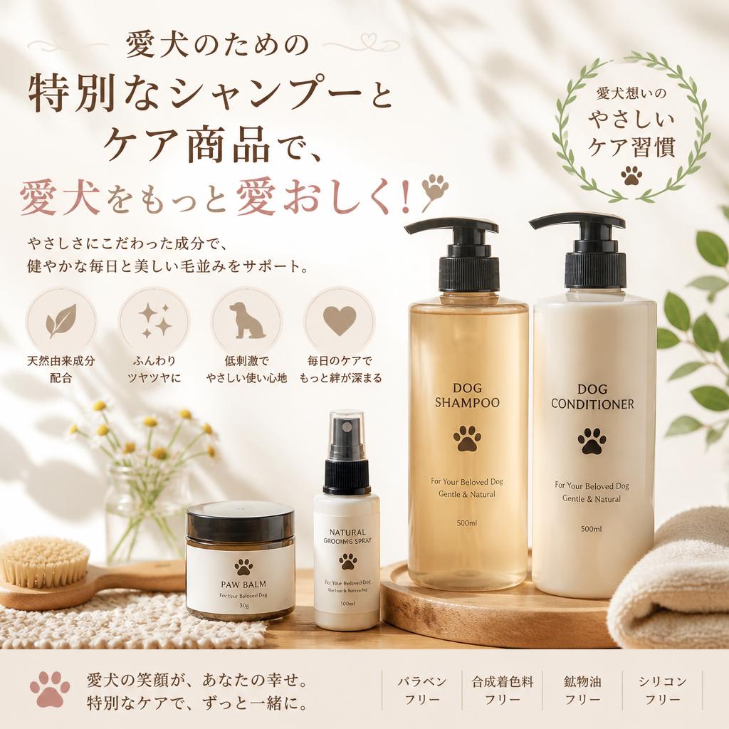 愛犬のための特別なシャンプーとケア商品で、愛犬をもっと愛おしく！