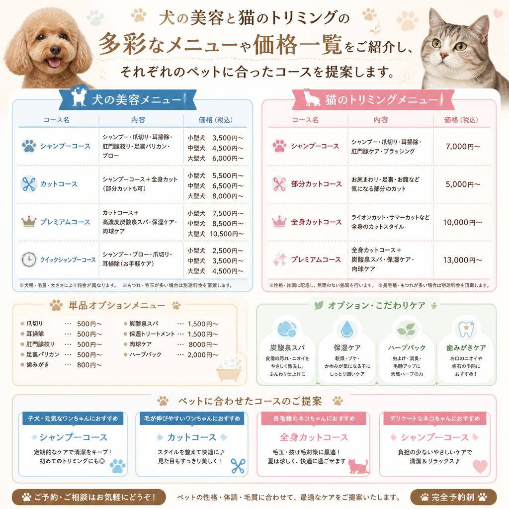 トリミングメニュー