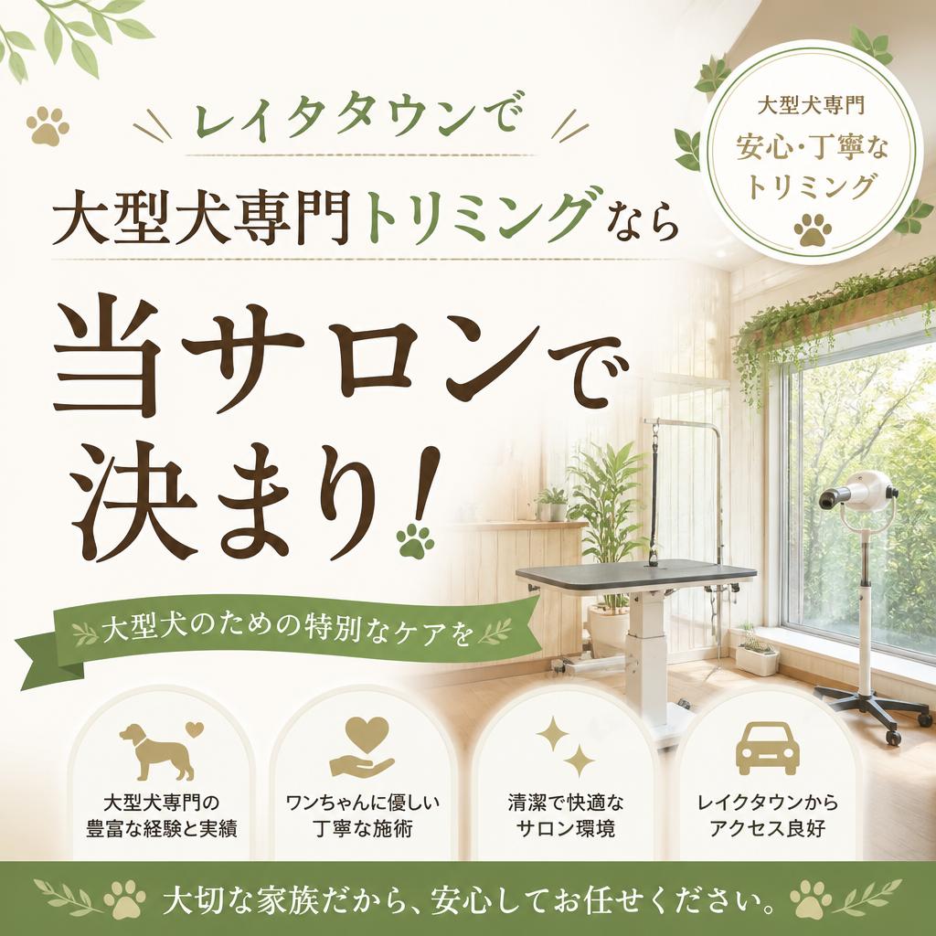 レイクタウンで大型犬専門トリミングなら当サロンで決まり！