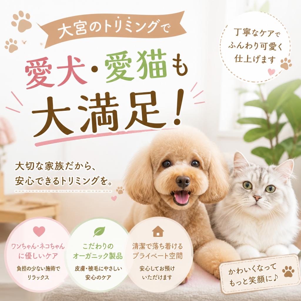 大宮のトリミングで愛犬・愛猫も大満足！