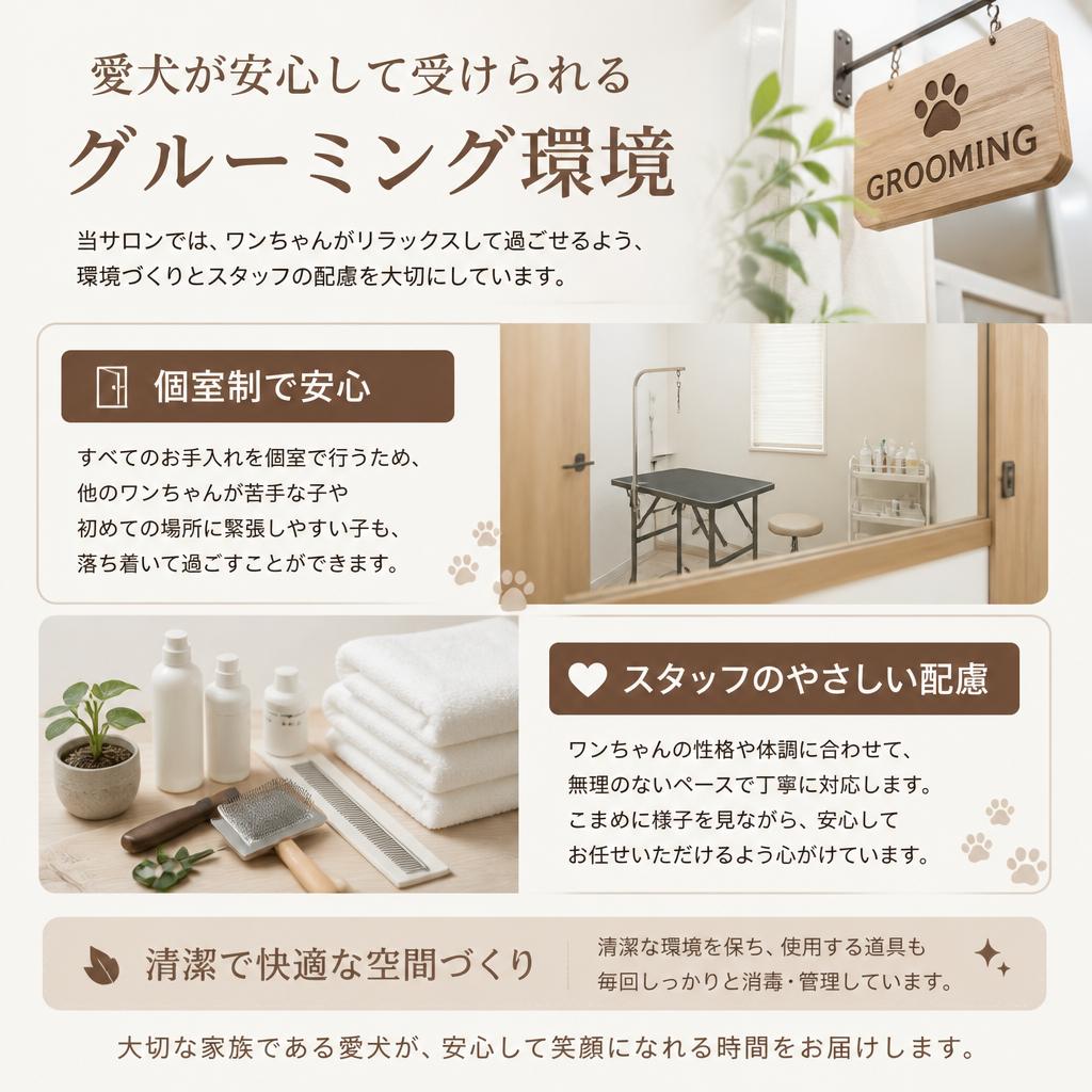 リラックスできるグルーミング環境