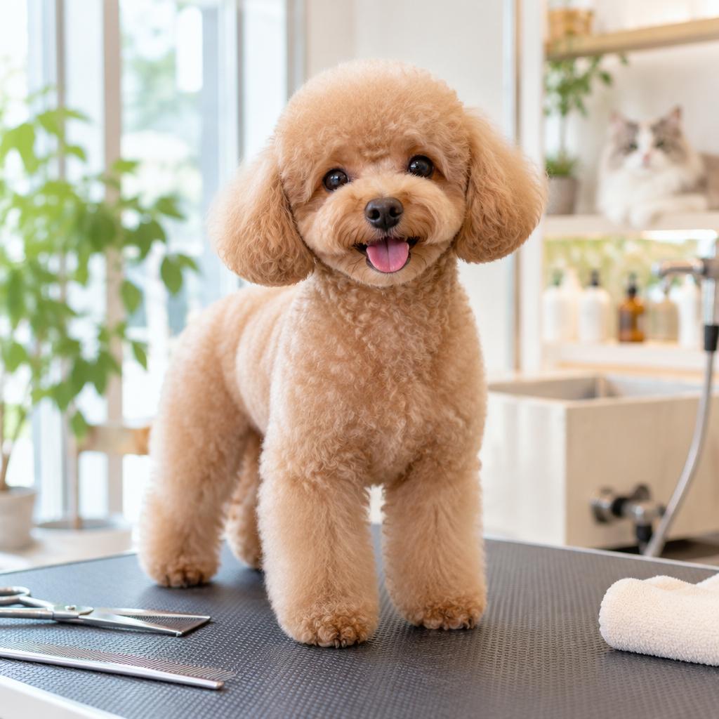 越谷でトイプードルのトリミングなら、駅徒歩1分のDog and Cat Grooming Salon JJへ。個性に寄り添うやさしいケアで、かわいさも心地よさも大切に。